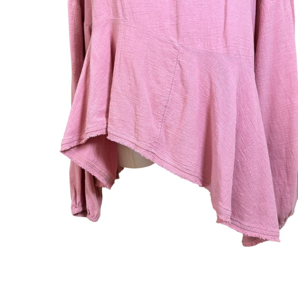 Free People Textured Peplum Hem Top in Dusty Rose Pink – Size M - Picture 7 of 9